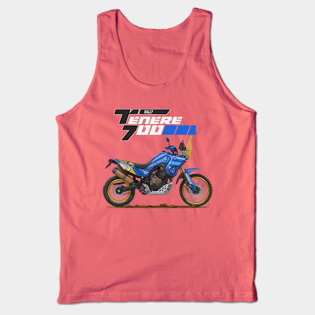 Rally raid bike in Gauloises livery Tank Top by MOTO EGO